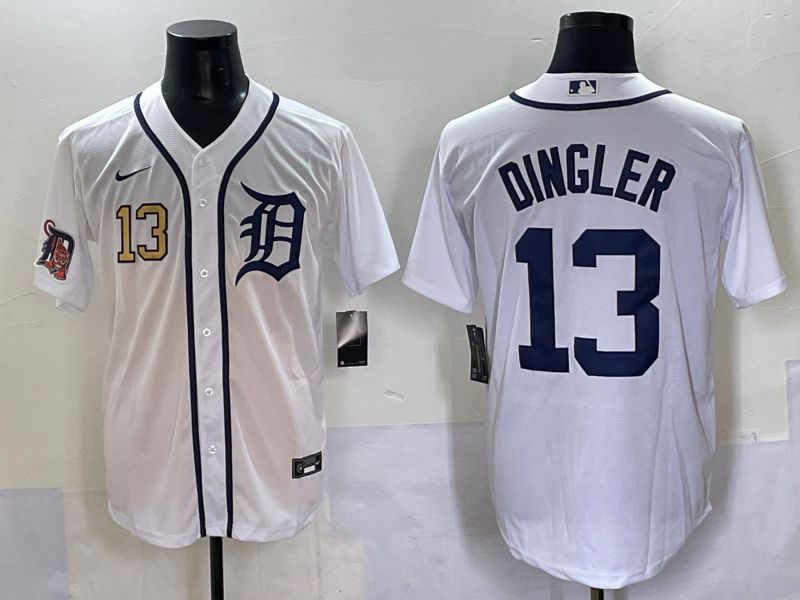 Men 2025 Detroit Tigers #13 Dingler White Game Nike MLB Jersey style 7->chicago cubs->MLB Jersey